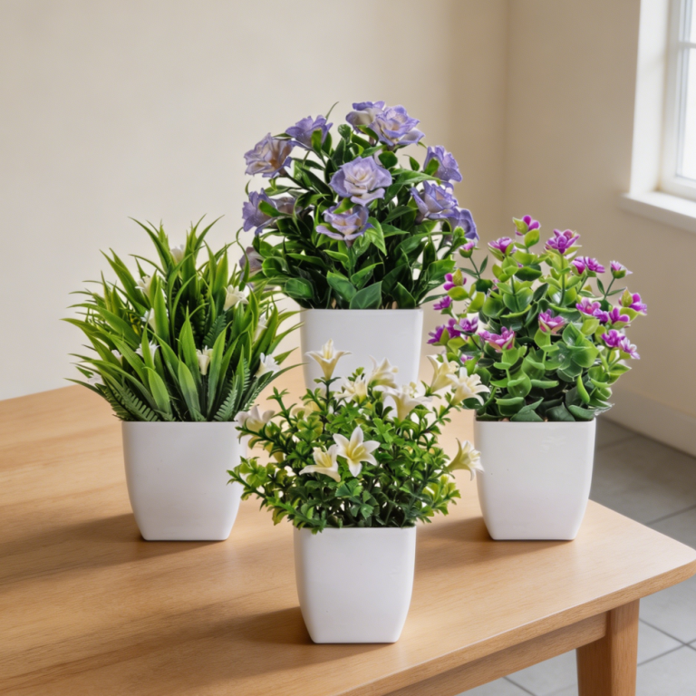 Small Potted Plants With Flowers, Desktop Decoration